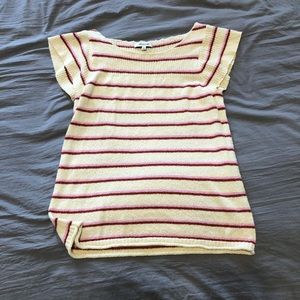 Cute Pink, maroon off white knitted Madewell top
